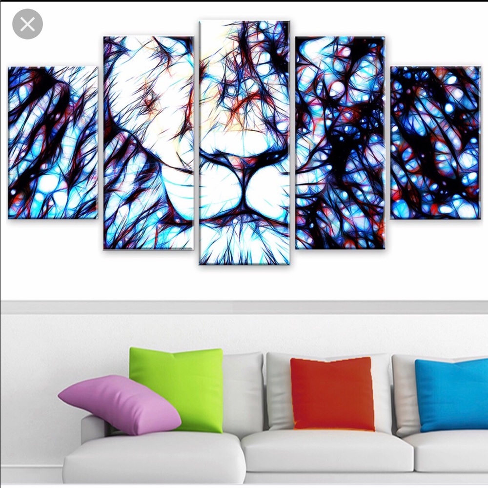 5 pc painted lion face